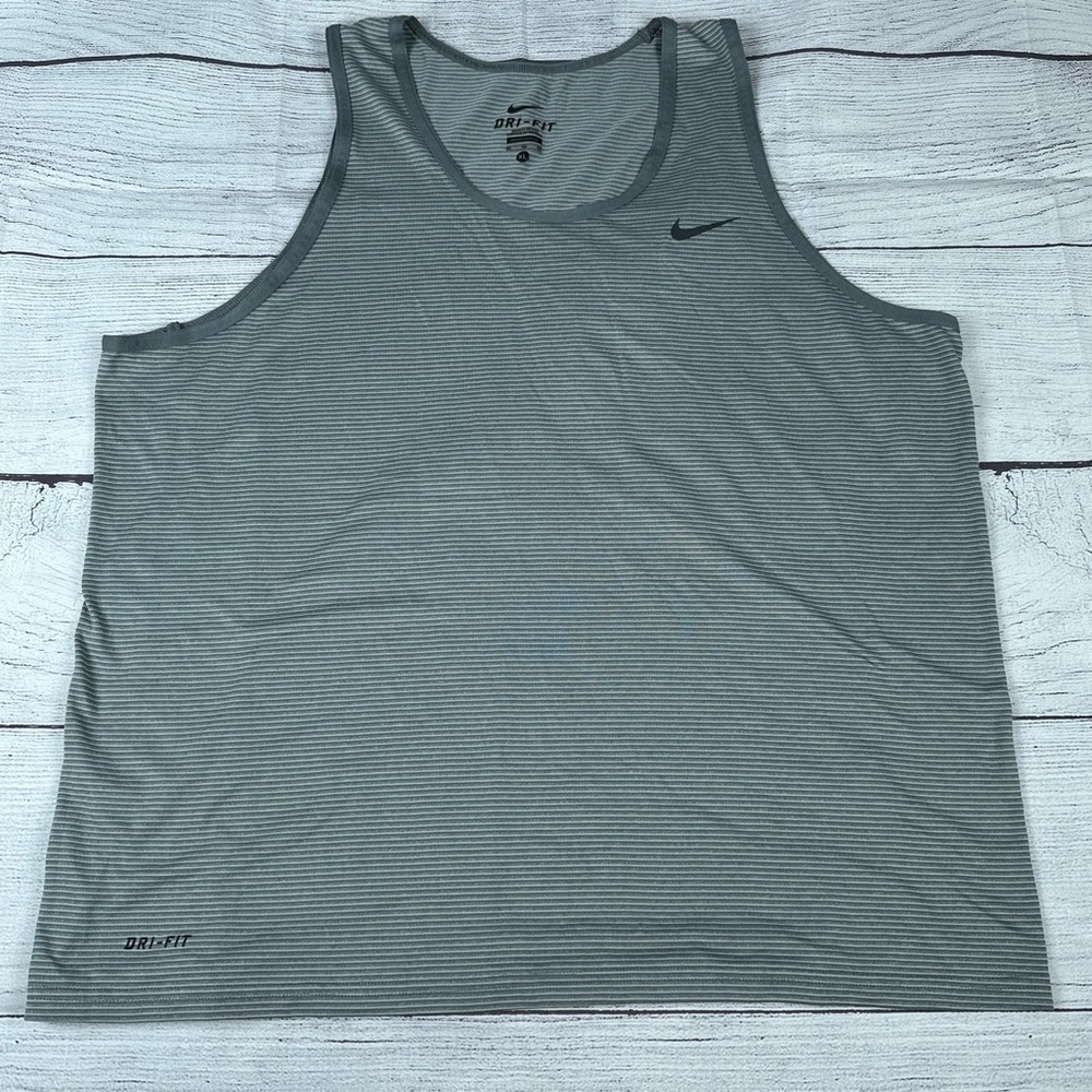 EUC Nike Dri-Fit Light Weight Striped Tank, Grey, Size XL